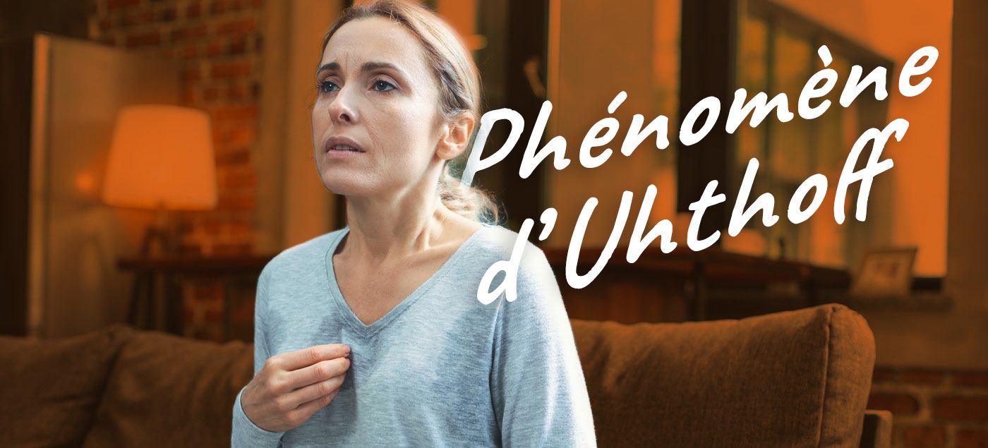 Sclérose en plaques et phénomène d’Uhthoff : femme qui transpire à cause de la chaleur.