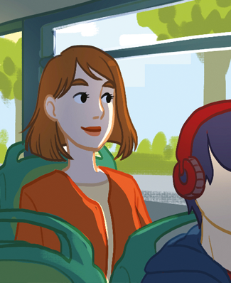 Charlotte dans les transports en commun